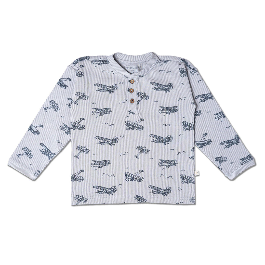 Organic Henley Tee | Airplanes