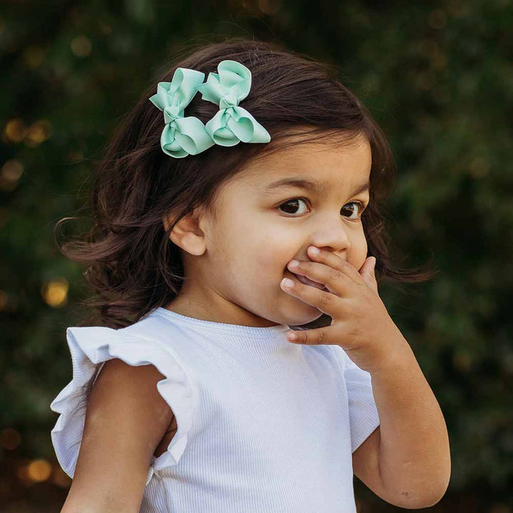 Baby Green Piggy Tail Hair Clips | Pair - Echo Market