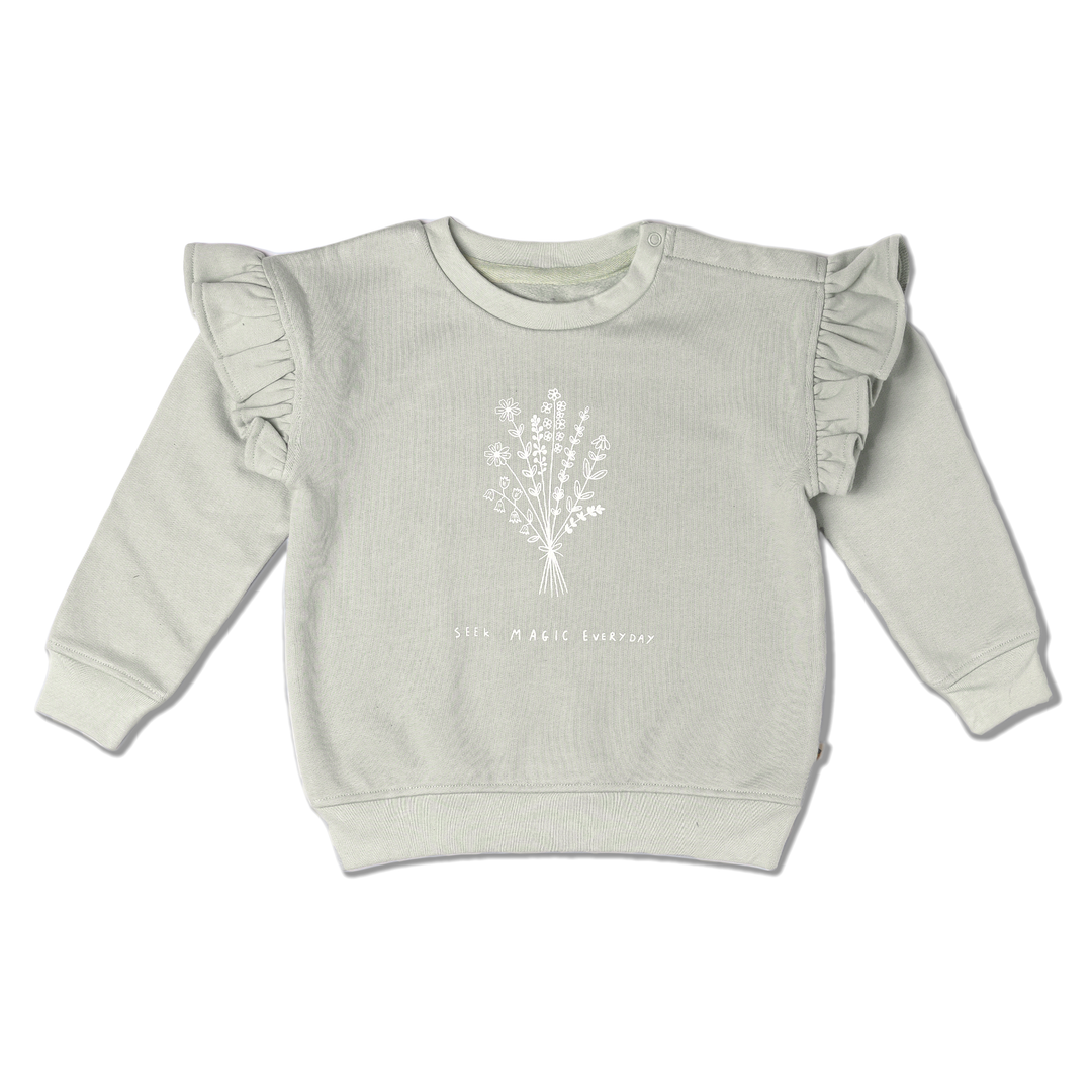 Organic Fleece Ruffle Sleeve Sweatshirt | Magic