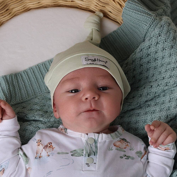 Honeydew Ribbed Organic Knotted Beanie - Echo Market