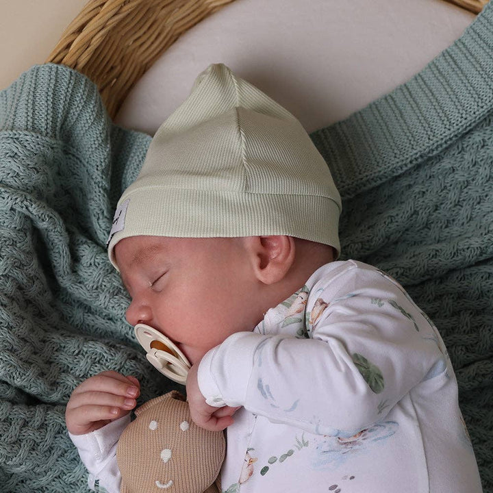 Honeydew Ribbed Organic Knotted Beanie - Echo Market