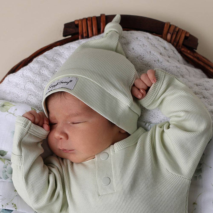 Honeydew Ribbed Organic Knotted Beanie - Echo Market