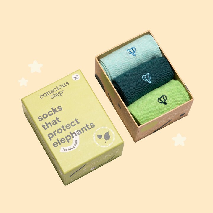 Kids Socks that Protect Elephants | Boxed Set - Echo Market