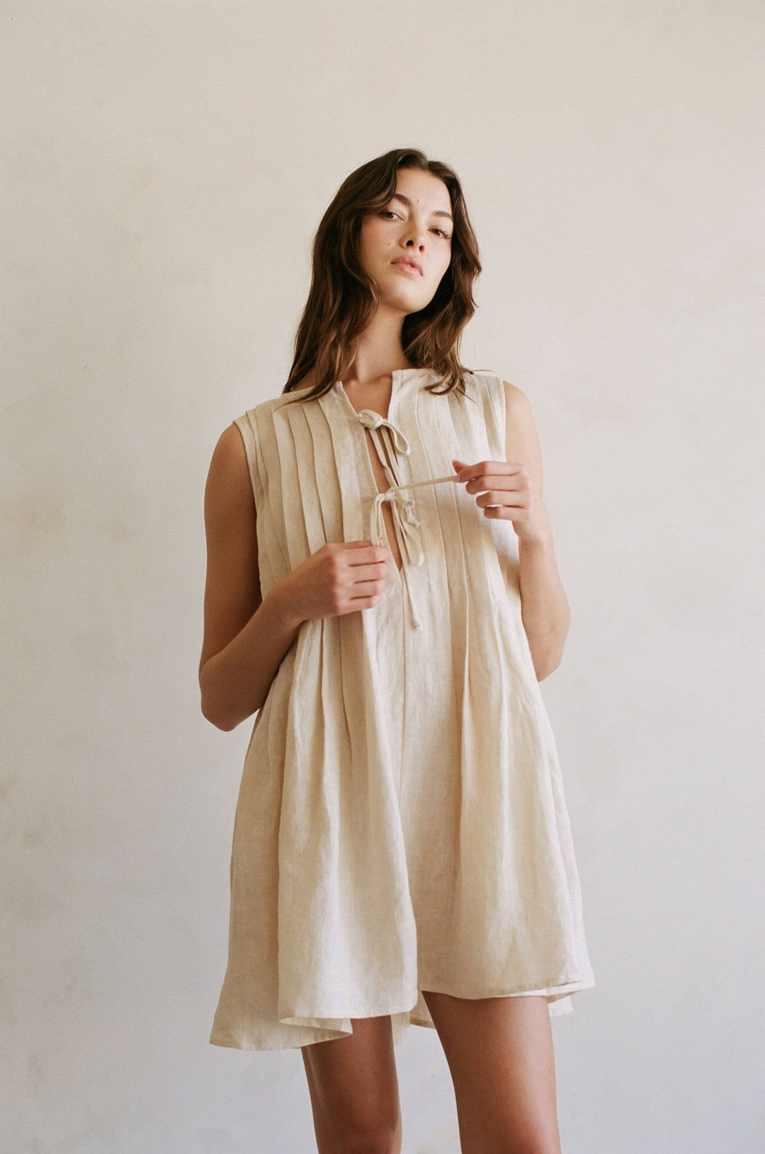 Linen Flare Mini Dress - Echo Market