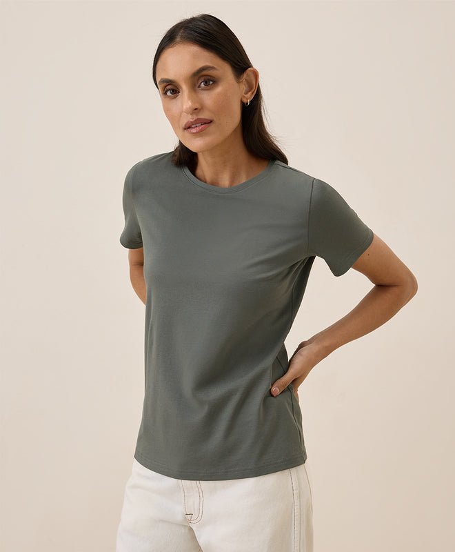 Luxe Stretch Organic Cotton Jersey Tee - Echo Market