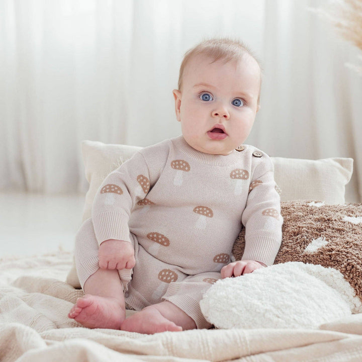 Mushroom Knit Romper | Sand - Echo Market