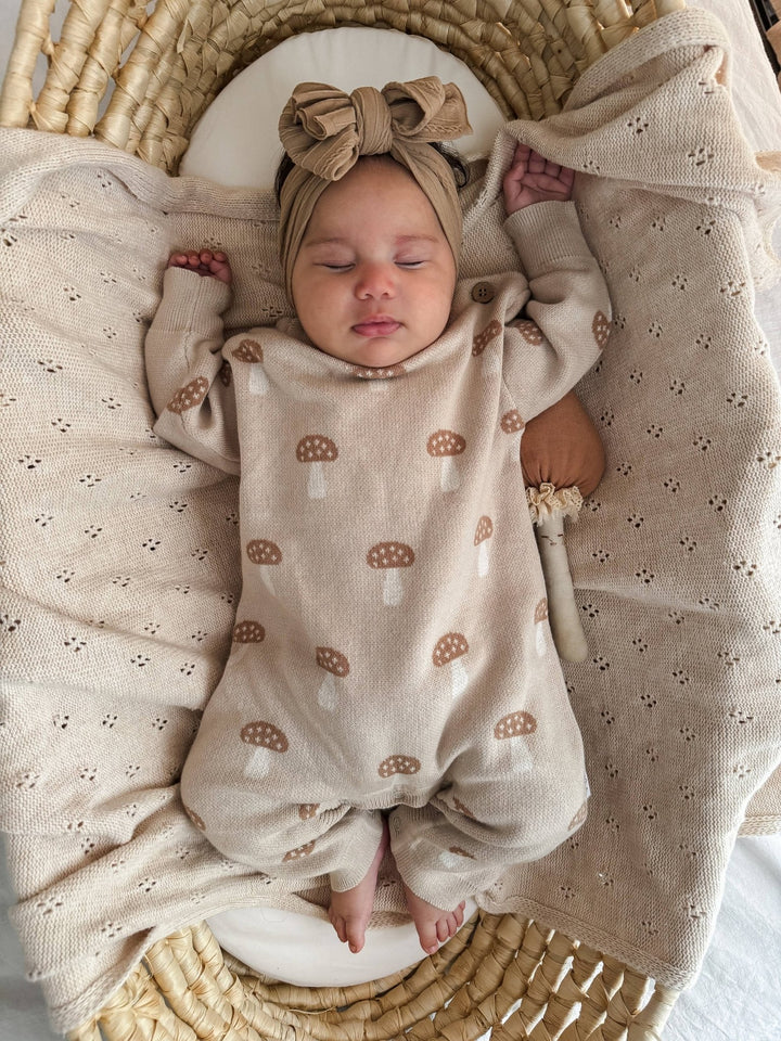 Mushroom Knit Romper | Sand - Echo Market