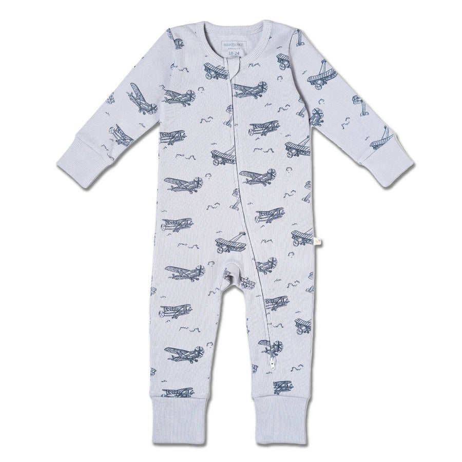 Organic 2 - Way Zip Romper | Airplanes - Echo Market