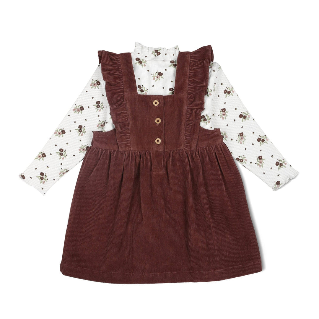 Organic Corduroy Ruffle Dress | Plum - Echo Market