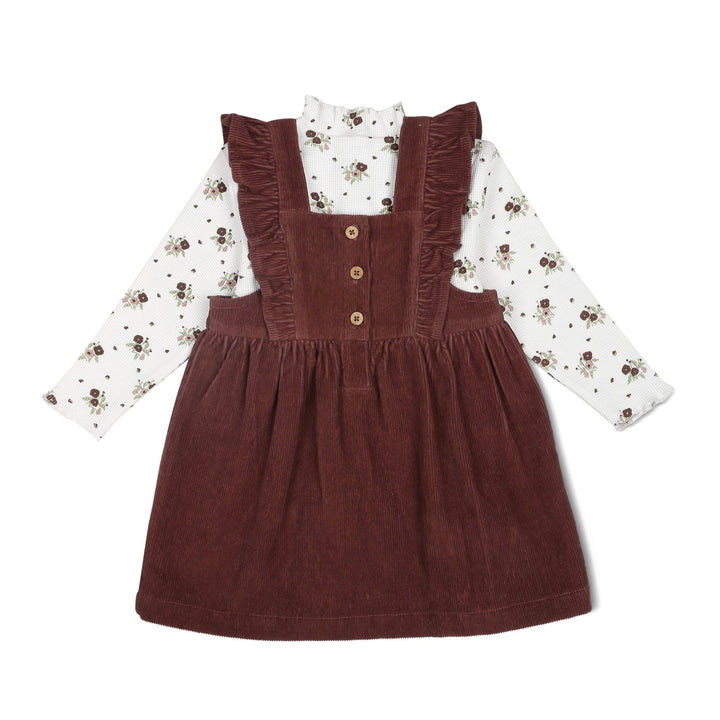 Organic Corduroy Ruffle Dress | Plum - Echo Market