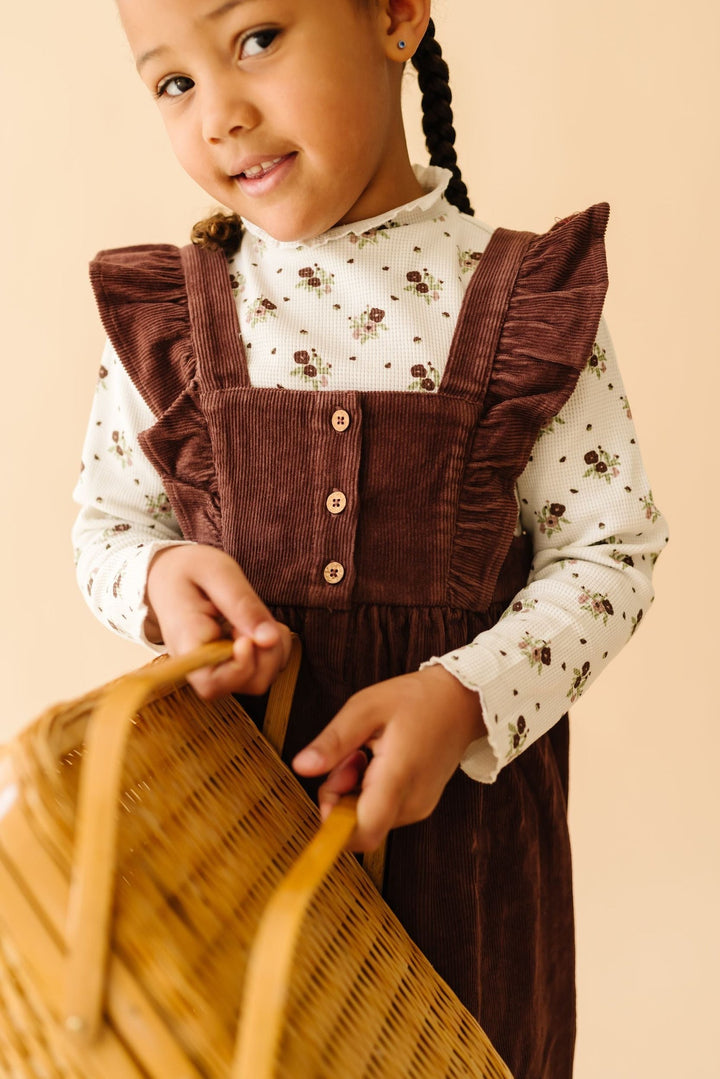 Organic Corduroy Ruffle Dress | Plum - Echo Market