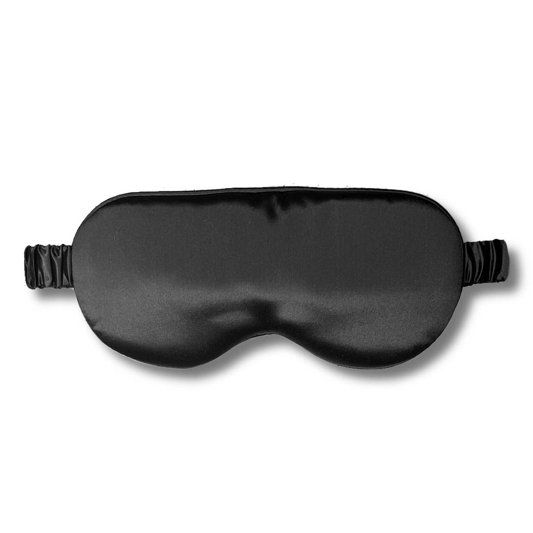 Organic Mulberry Silk Sleep Eye Mask in black.