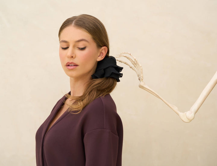 Pleated Scrunchie | Halloween Black - Echo Market