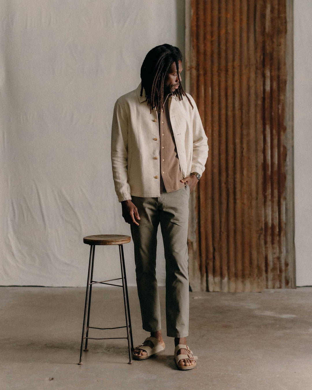 The Crew Jacket | Seeded Natural Sashiko - Echo Market