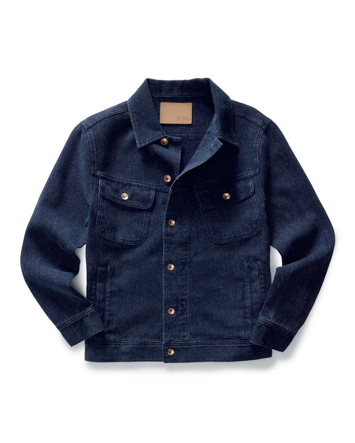 flatlay of jean jacket.