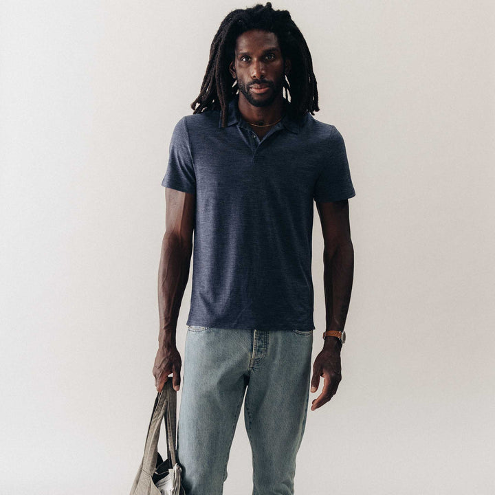 The Merino Polo | Heather Navy - Echo Market