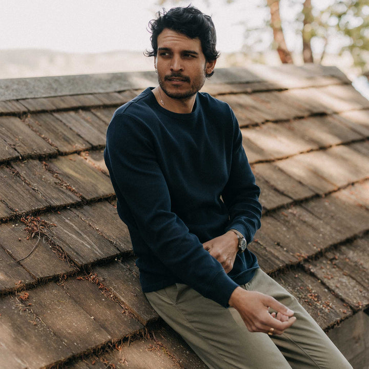 The Organic Cotton Waffle Crew Long Sleeve - Echo Market