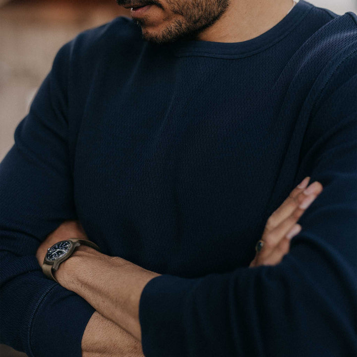 The Organic Cotton Waffle Crew Long Sleeve - Echo Market