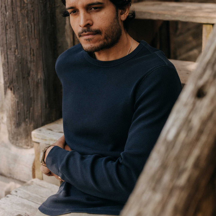 The Organic Cotton Waffle Crew Long Sleeve - Echo Market