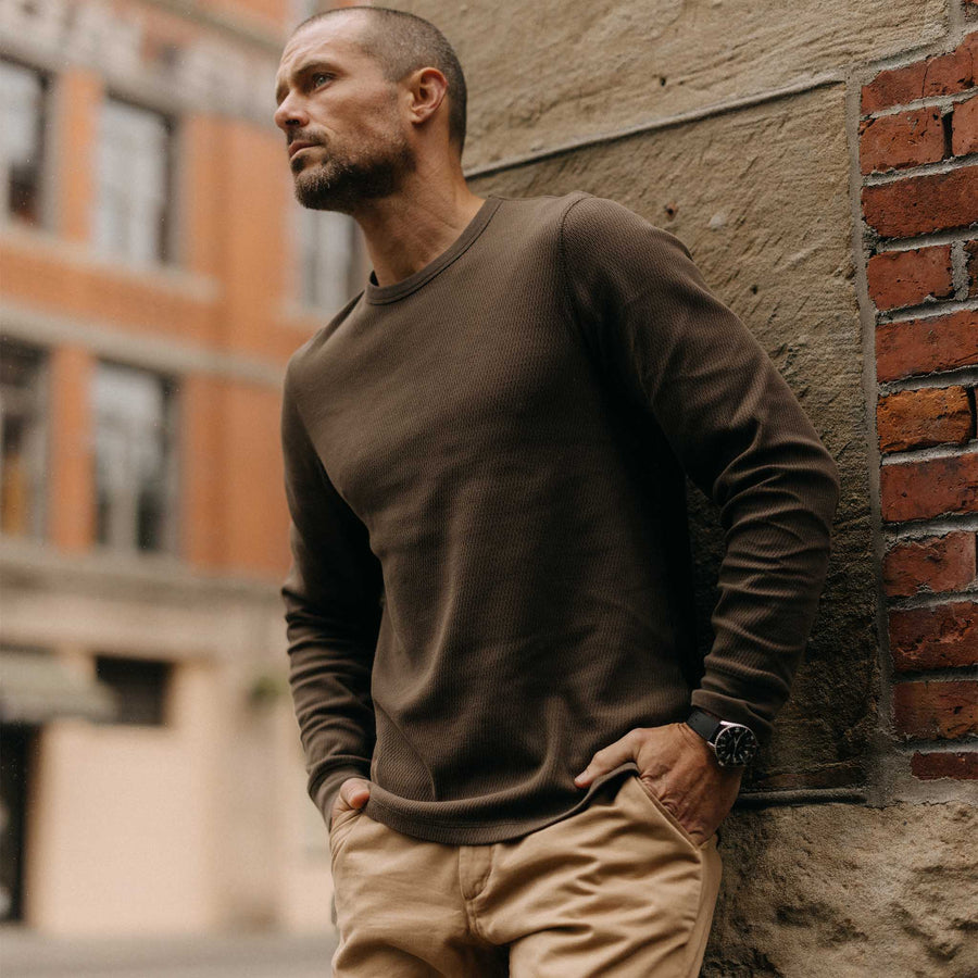 The Organic Cotton Waffle Crew Long Sleeve - Echo Market