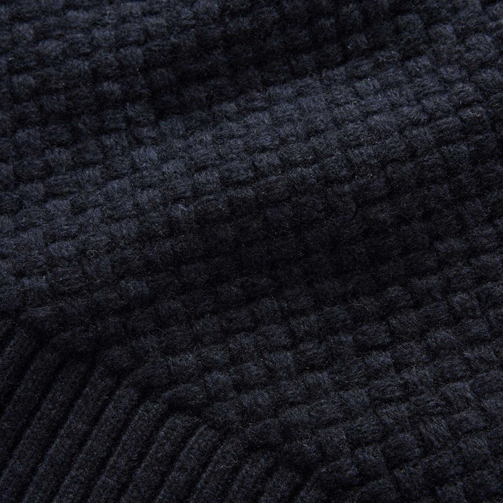 The Textured Knit Beanie | Heather Navy Merino - Echo Market