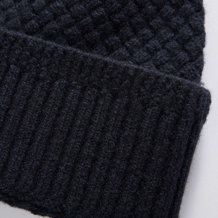 The Textured Knit Beanie | Heather Navy Merino - Echo Market