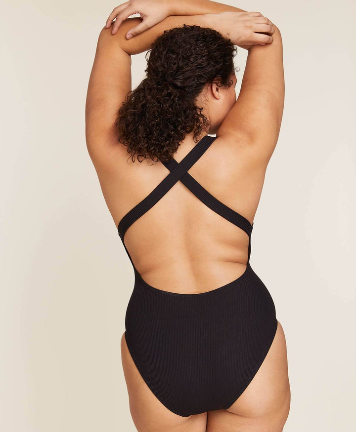 The Tulum Ribbed One Piece | Black - Echo Market