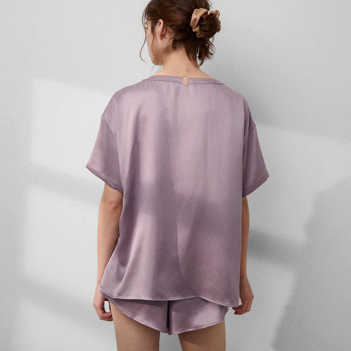 Washable Silk Tee Short Set | Frosted Crocus - Echo Market