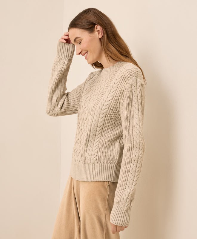 Women's Luxe Knit Cable Crew Sweater - Echo Market