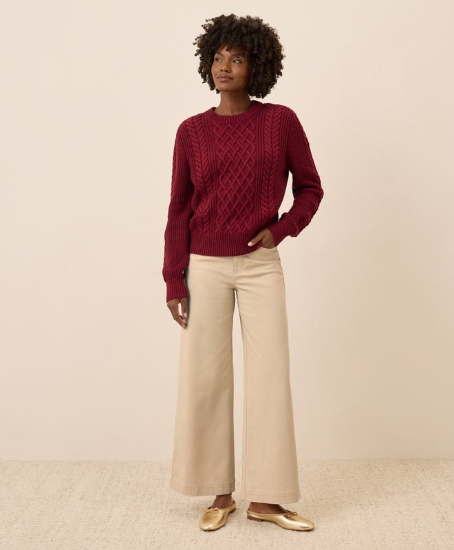 Women's Luxe Knit Cable Crew Sweater - Echo Market