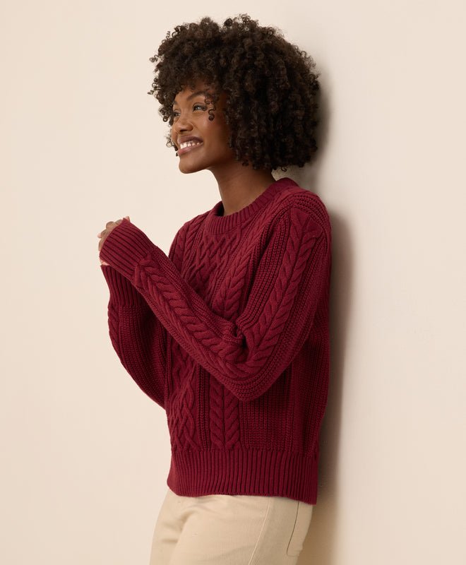 Women's Luxe Knit Cable Crew Sweater - Echo Market