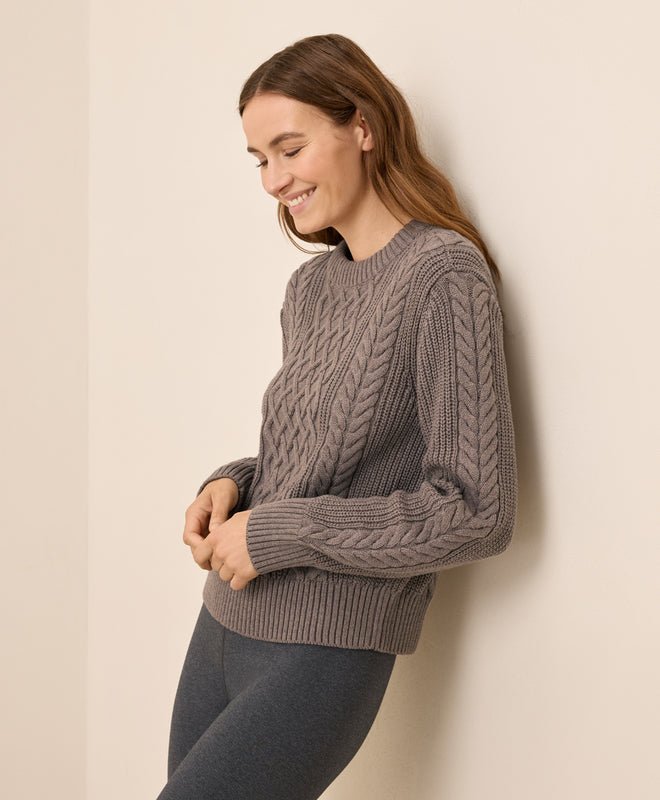 Women's Luxe Knit Cable Crew Sweater - Echo Market