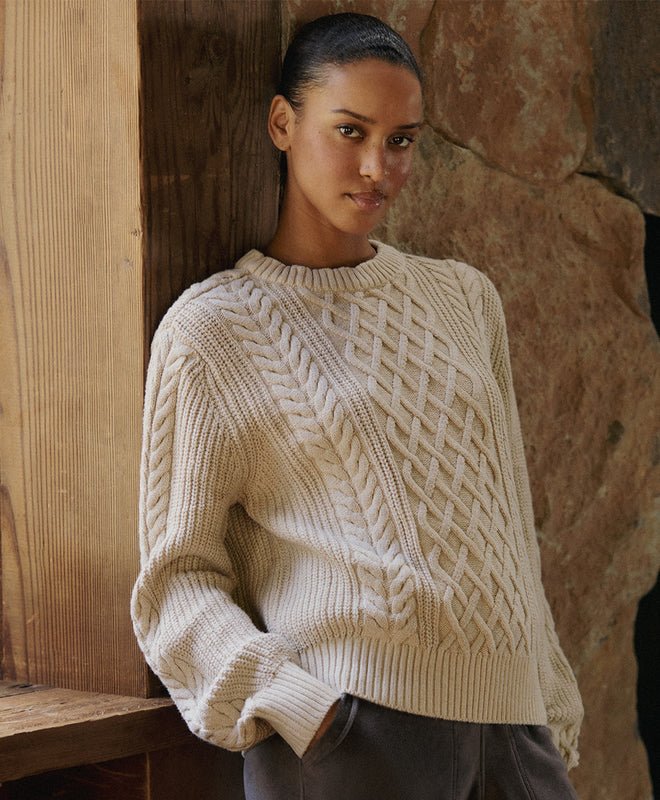 Women's Luxe Knit Cable Crew Sweater - Echo Market