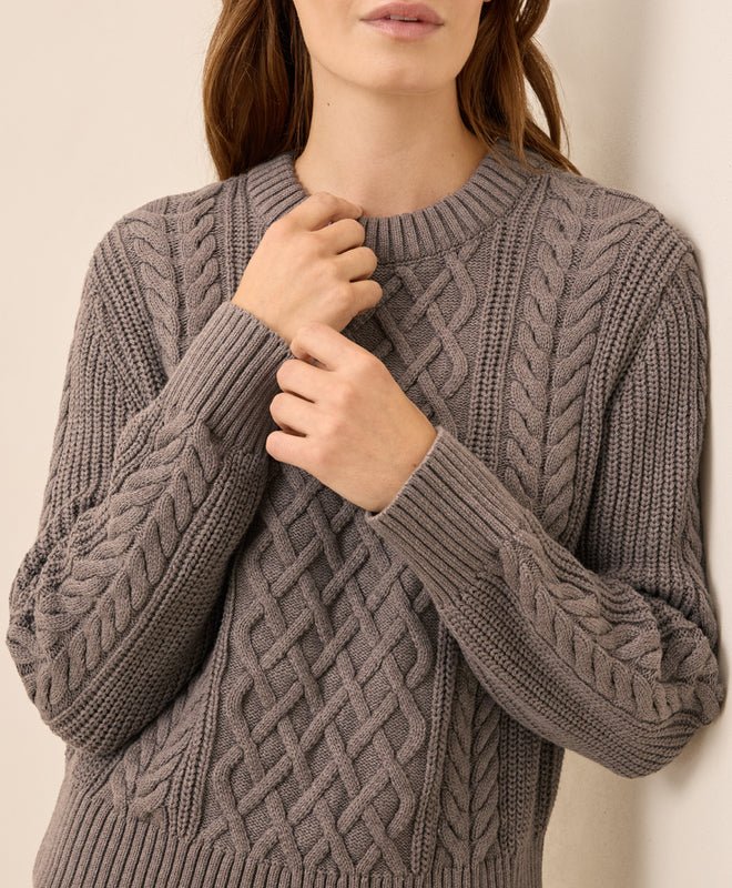 Women's Luxe Knit Cable Crew Sweater - Echo Market