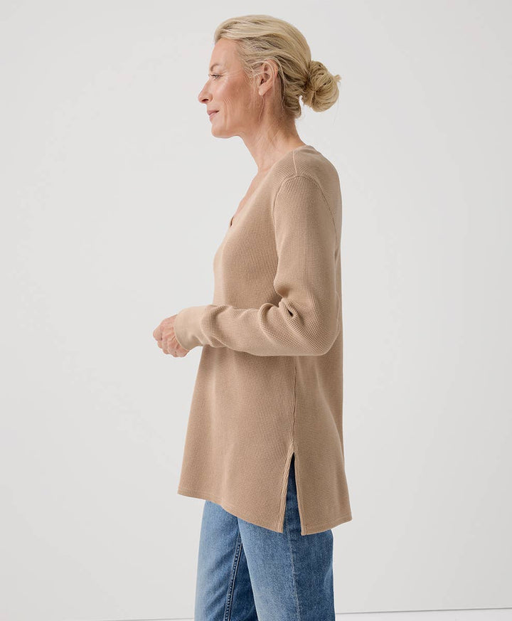 Women's Thermal Waffle V - Neck Tunic - Echo Market