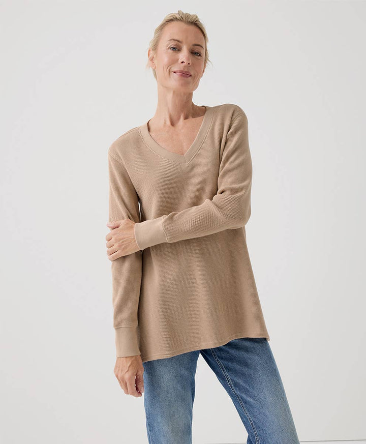 Women's Thermal Waffle V - Neck Tunic - Echo Market