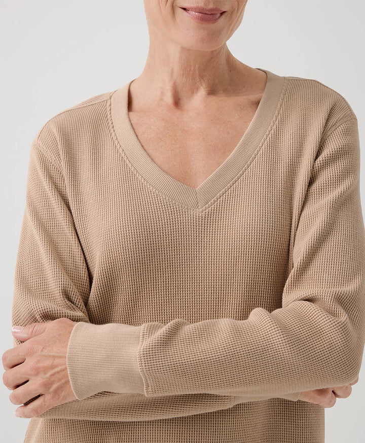 Women's Thermal Waffle V - Neck Tunic - Echo Market