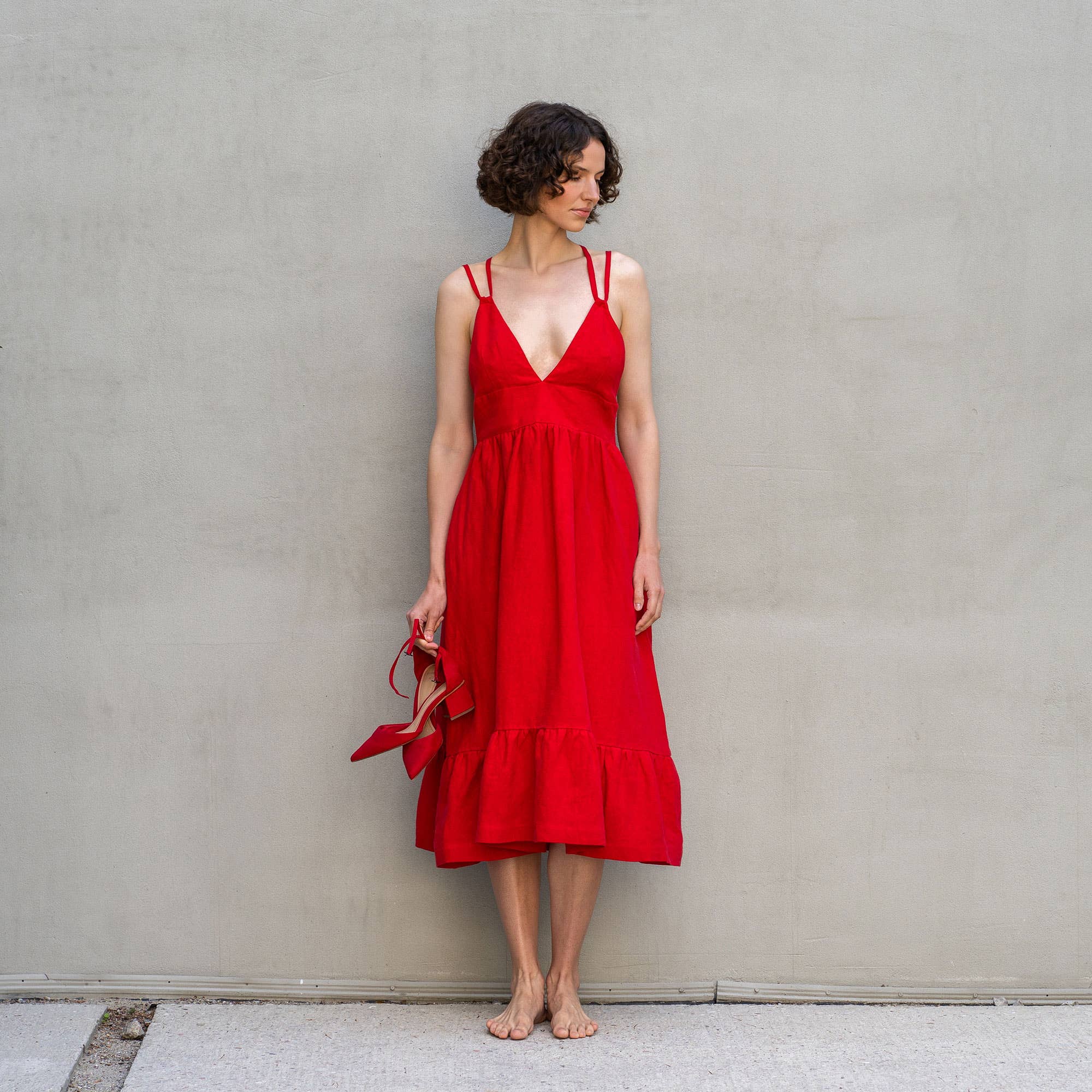 Linen Backless Lace Up Dress | Anika | Pure White Echo Market Linen Backless Lace Up Dress | Anika | Pure White Echo Market
