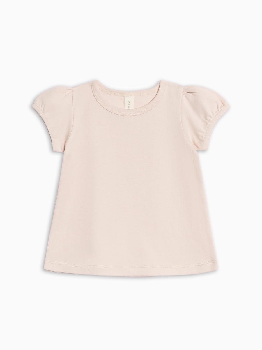 Colored Organics ellen Puff Sleeve Tee in Shell on a white background.