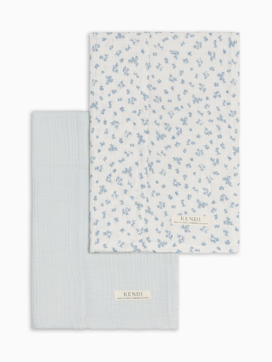 2 - Pack Muslin Burp Cloths | Rosebay Floral + Powder - Echo Market