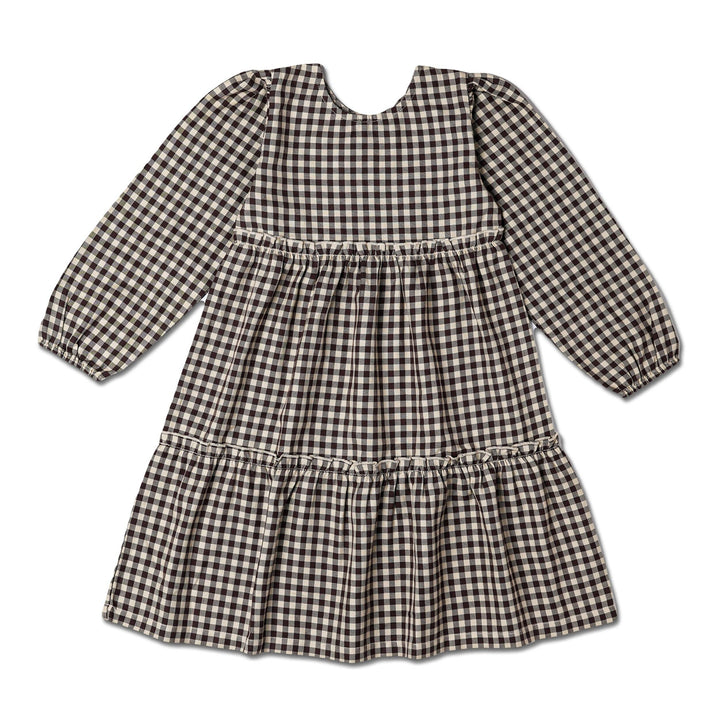 Organic Long Sleeve Tiered Dress | Gingham Checks
