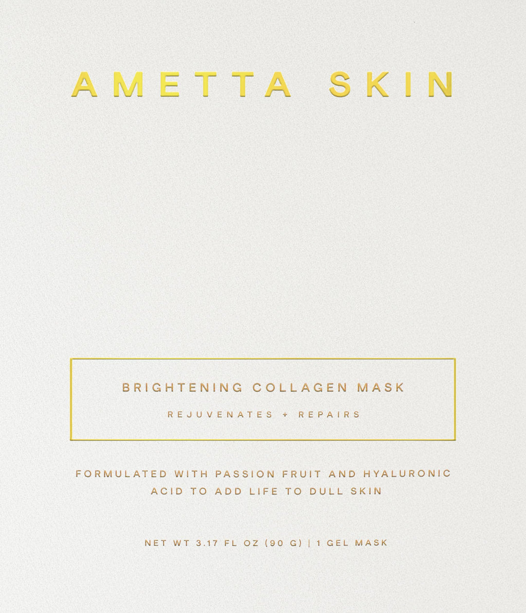 Ametta Skin brightening collagen mask packaging on a light gray background
