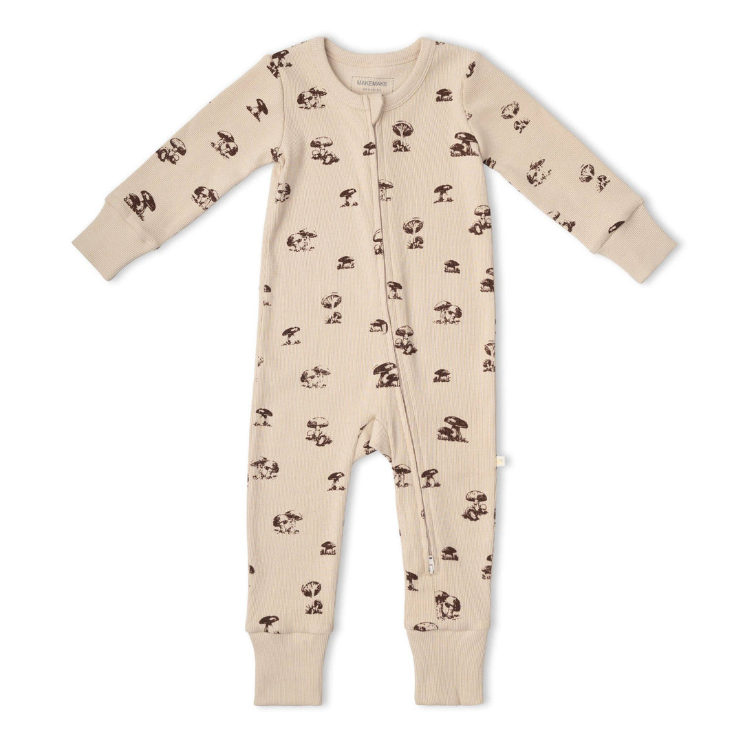 Organic 2-Way Zip Romper | Mushroom