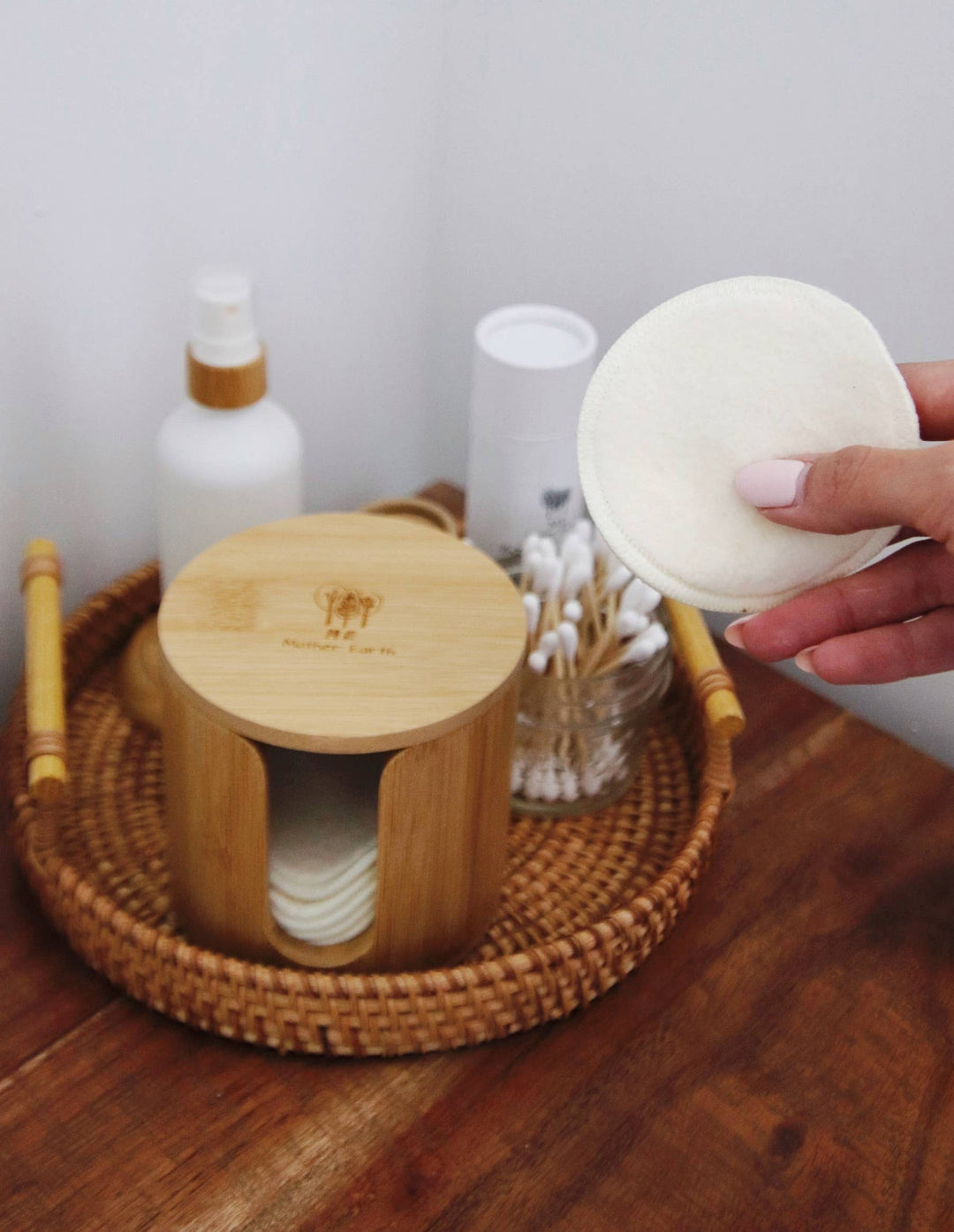 Bamboo Storage Box + Hemp Cotton Rounds