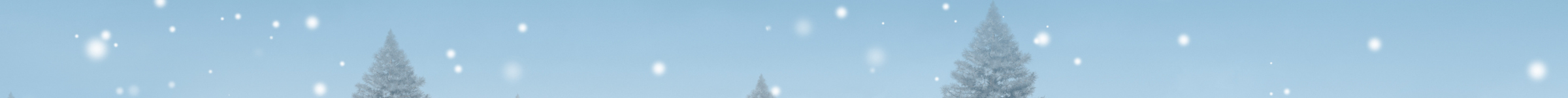 Two Christmas trees on a light blue background with snowflakes.