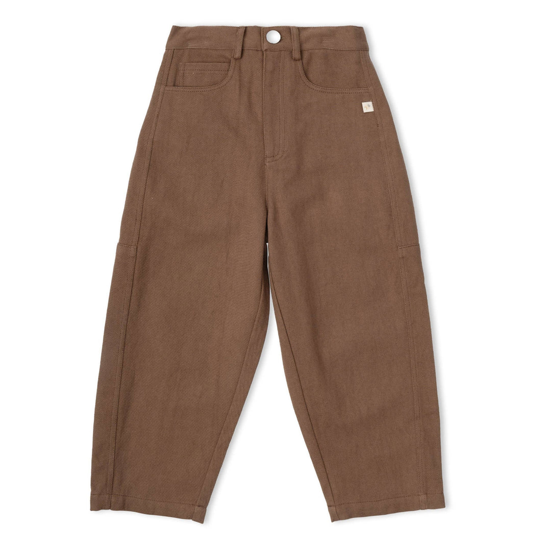 Organic Twill Barrel Pants | Brown