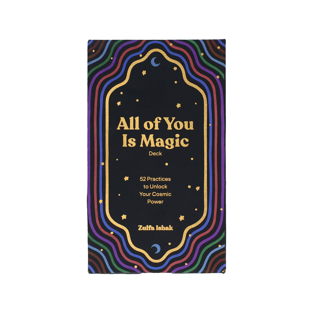 All of you is magic Card deck packaging with colorful border and text on a white background