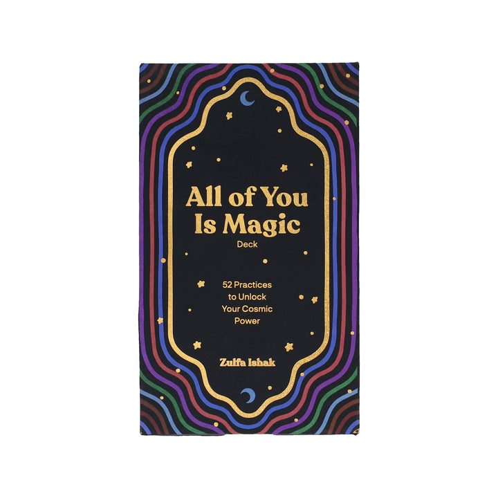 All of you is magic Card deck packaging with colorful border and text on a white background