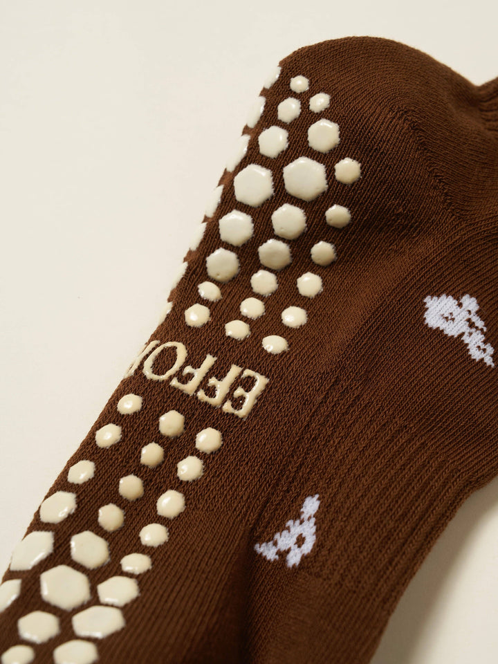❄️ Chocolate Snowflake Petal Grip Sock | Pilates Socks