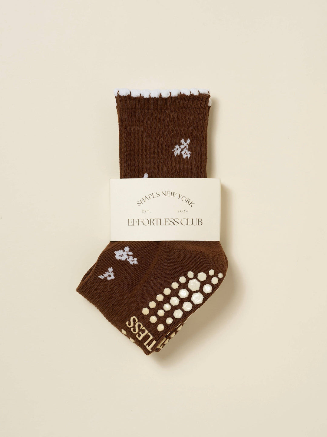 ❄️ Chocolate Snowflake Petal Grip Sock | Pilates Socks